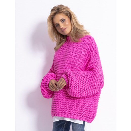 Sweter damski Fobya różowy na zimę 