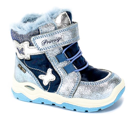 Buty zimowe dziecięce Primigi niebieskie skórzane śniegowce na rzepy 
