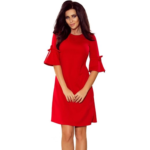Sukienka czerwona Numoco z długimi rękawami midi 