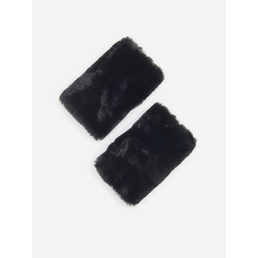 Reserved - Futrzane rękawiczki mitenki - Czarny Reserved  One Size 