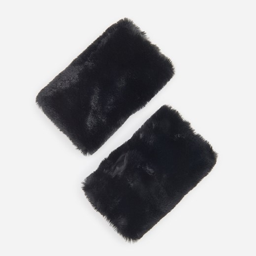 Reserved - Futrzane rękawiczki mitenki - Czarny  Reserved One Size 