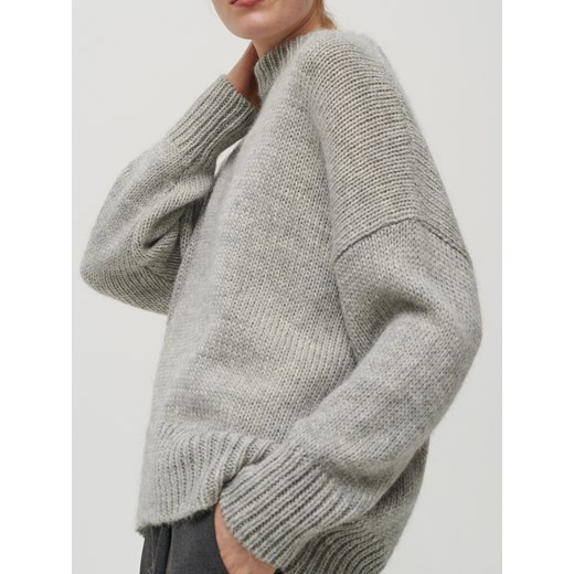 Reserved - Sweter z wełną alpaki - Jasny szary  Reserved L 