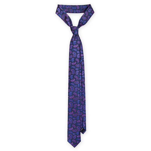 Krawat Granatowy Paisley Lancerto   