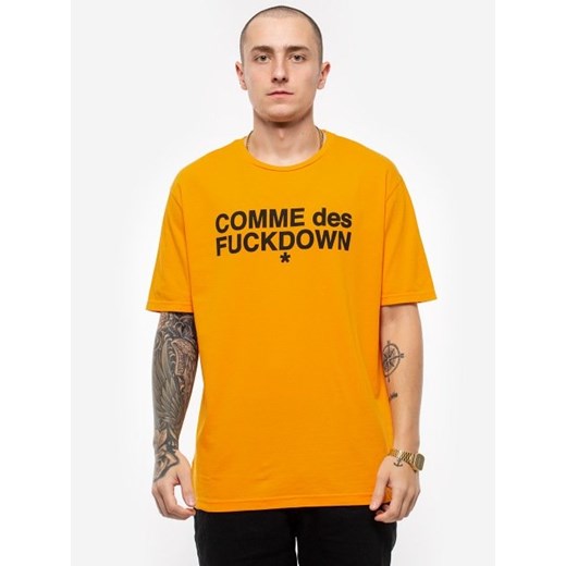 T-shirt męski żółty Comme Des Fuckdown z krótkim rękawem 