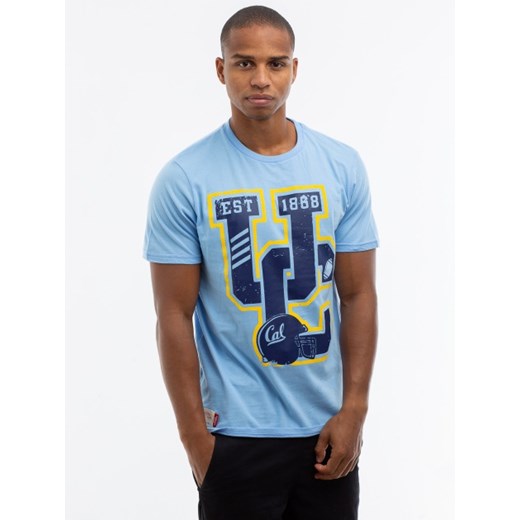 T-shirt męski Urban Selection bawełniany niebieski wiosenny z krótkim rękawem 