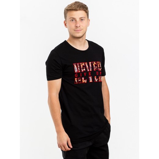 T-shirt męski Urban Selection w stylu młodzieżowym z bawełny czarny 