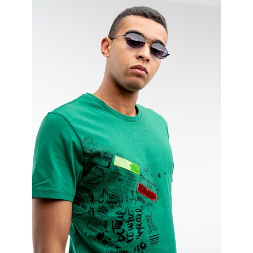 T-shirt męski zielony Breezy z krótkim rękawem 