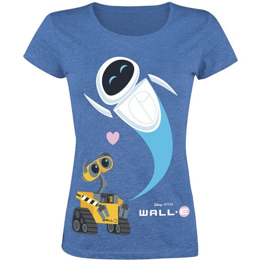 Wall-E bluzka damska z krótkim rękawem z okrągłym dekoltem młodzieżowa niebieska z bawełny 