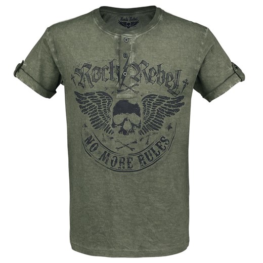 T-shirt męski Rock Rebel By Emp z krótkimi rękawami zielony 