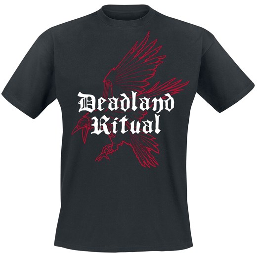 T-shirt męski czarny Deadland Ritual z napisami bawełniany z krótkim rękawem 