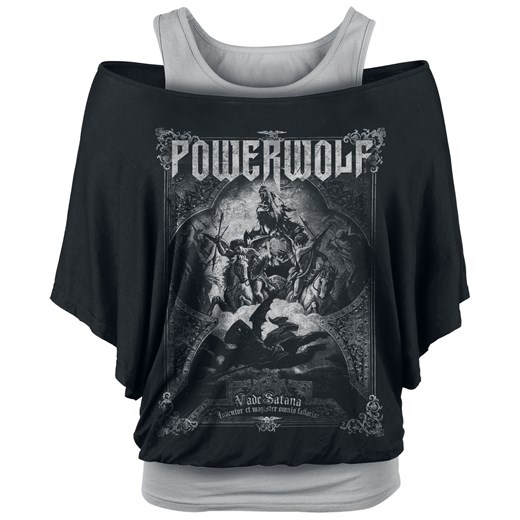 Bluzka damska Powerwolf w stylu młodzieżowym czarna z krótkim rękawem 