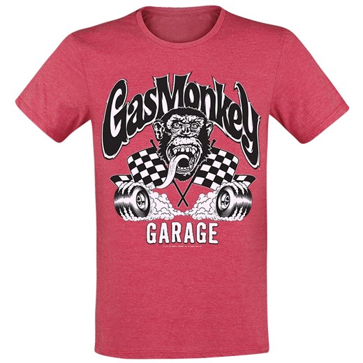 T-shirt męski czerwony Gas Monkey Garage z krótkim rękawem 