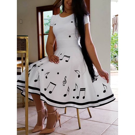 Sukienka Elegrina biała z poliestru 