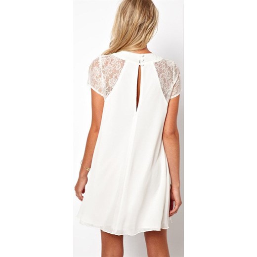Sukienka Elegrina biała z krótkimi rękawami casual mini 