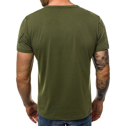 T-shirt męski Ozonee zielony z krótkim rękawem młodzieżowy 