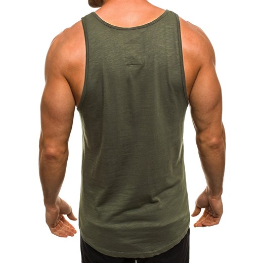 Zielony t-shirt męski Ozonee z bawełny z krótkim rękawem 