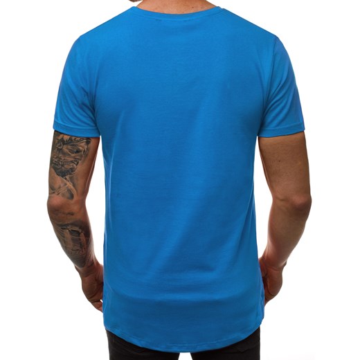 T-shirt męski Ozonee casual niebieski z krótkimi rękawami 