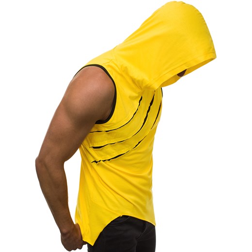 T-shirt męski żółty Ozonee bez rękawów z bawełny 
