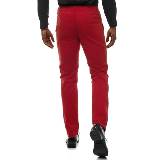 Spodnie męskie czerwone Ozonee z bawełny 