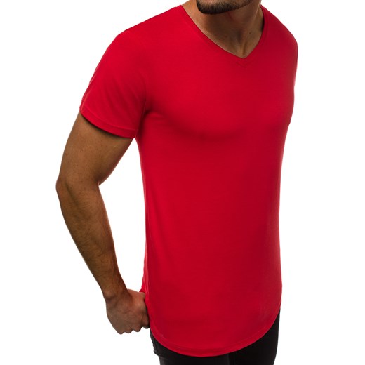 T-shirt męski Ozonee czerwony z krótkim rękawem 