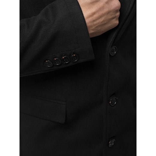 Płaszcz męski Ozonee czarny elegancki z poliestru 
