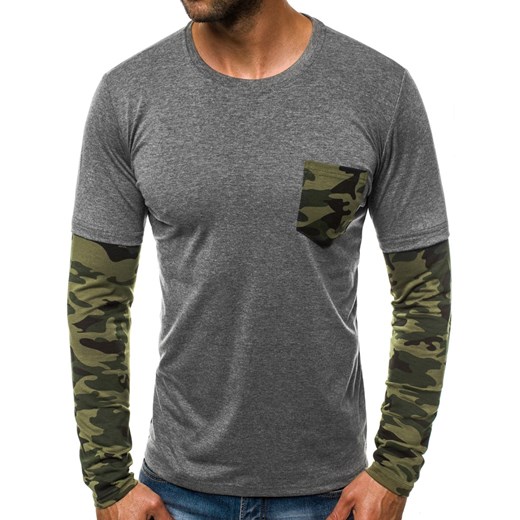 T-shirt męski Ozonee w militarnym stylu z długim rękawem 