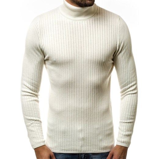 Sweter męski beżowy Ozonee bez wzorów 
