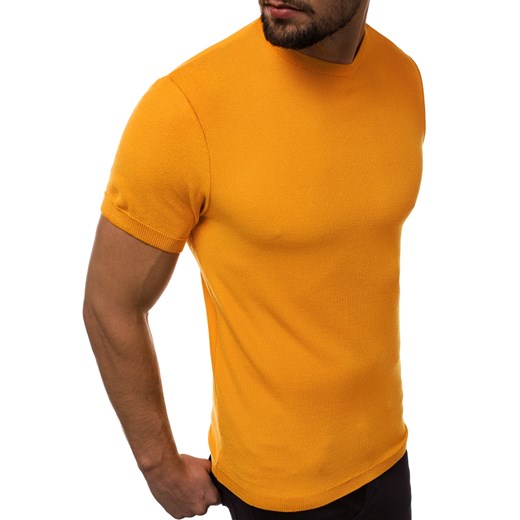T-shirt męski żółty Ozonee bez wzorów 