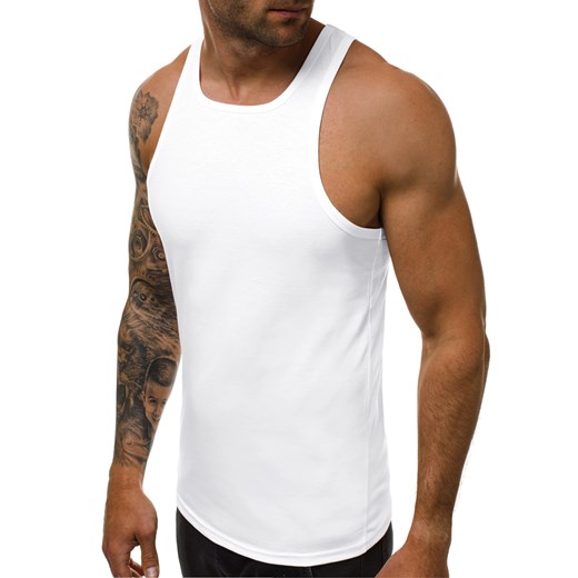 Ozonee t-shirt męski bez rękawów biały casual 