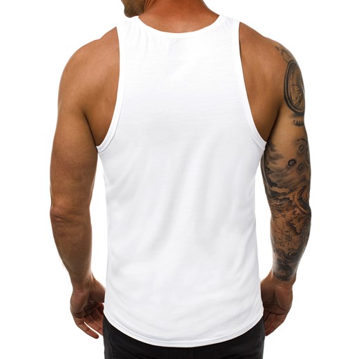 Biały t-shirt męski Ozonee bez rękawów casual 