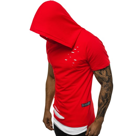 T-shirt męski Ozonee czerwony na jesień młodzieżowy 