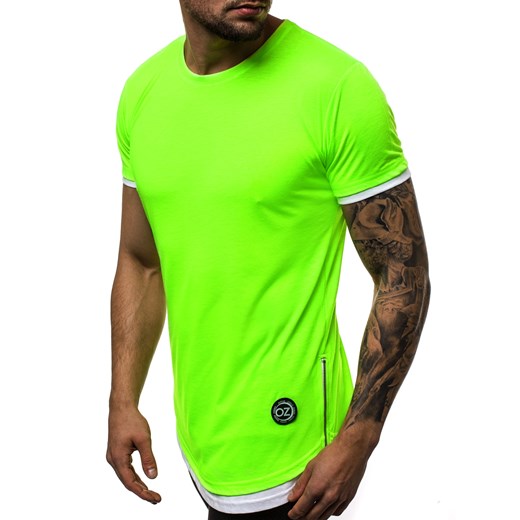 T-shirt męski Ozonee bawełniany bez wzorów z krótkim rękawem 