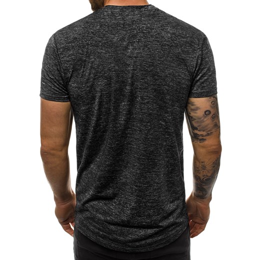 T-shirt męski Ozonee z krótkimi rękawami czarny na lato 