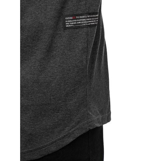 Czarny t-shirt męski Ozonee z krótkim rękawem casualowy 