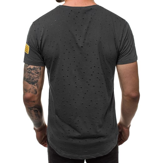 Czarny t-shirt męski Ozonee z krótkim rękawem 