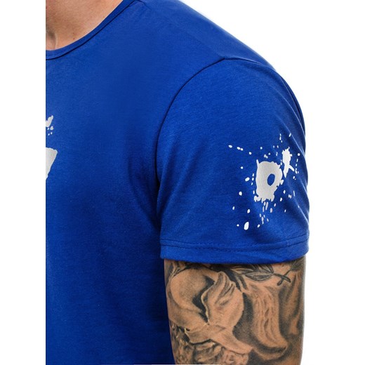 Niebieski t-shirt męski Ozonee z krótkim rękawem 