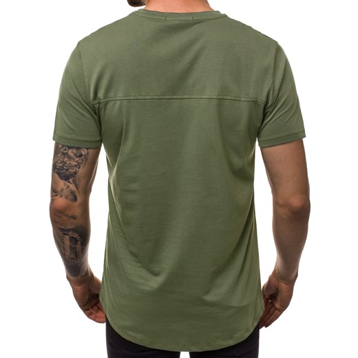 Ozonee t-shirt męski zielony bawełniany 