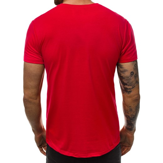 Ozonee t-shirt męski czerwony z krótkim rękawem 