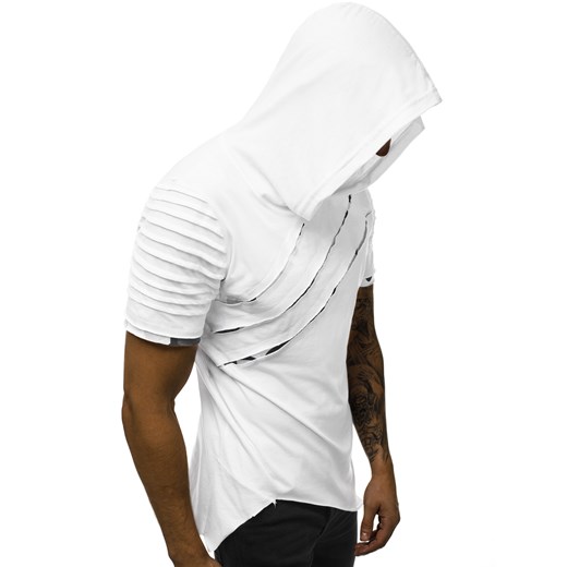T-shirt męski Ozonee biały z krótkimi rękawami gładki 
