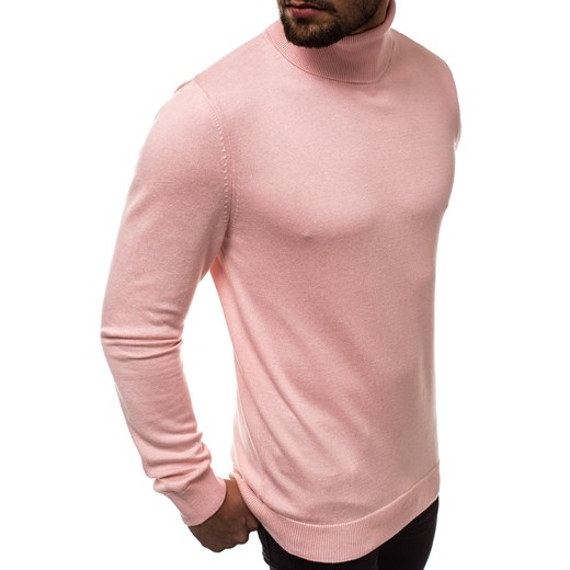 Sweter męski Ozonee różowy gładki 