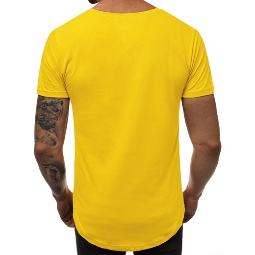 T-shirt męski Ozonee żółty z krótkim rękawem gładki 