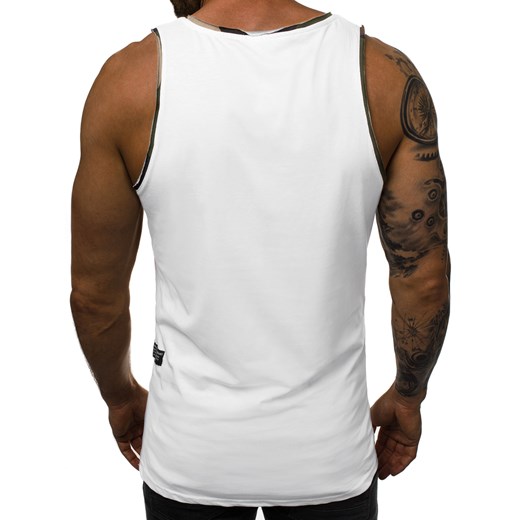 T-shirt męski biały Ozonee bez rękawów z bawełny młodzieżowy 