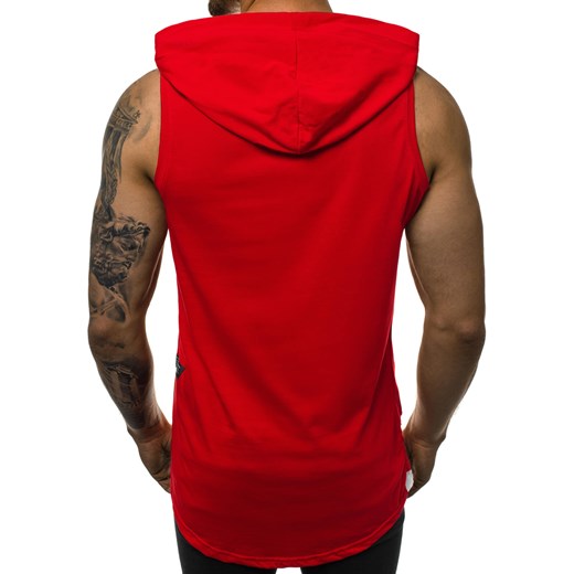 Czerwony t-shirt męski Ozonee w stylu młodzieżowym bez wzorów 