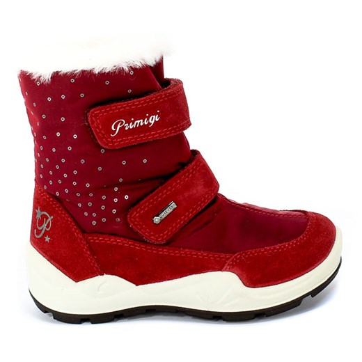 Buty zimowe dziecięce czerwone Primigi trzewiki na rzepy ze skóry 