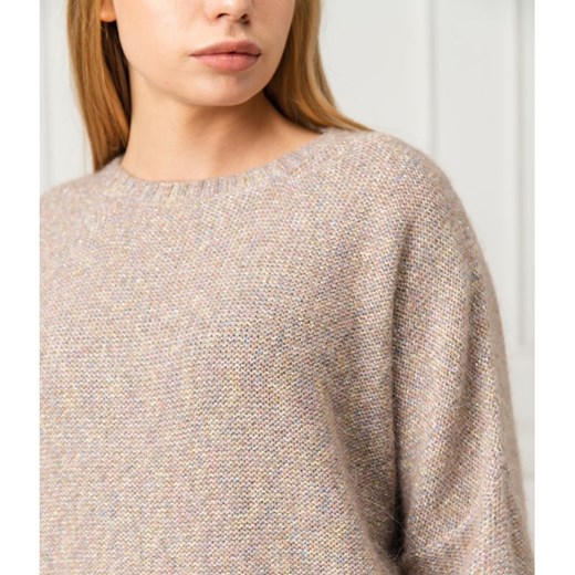 Sweter damski Max & Co. bez wzorów beżowy z okrągłym dekoltem 