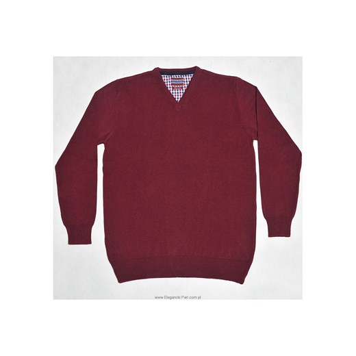 Bordowy sweter bawełniany męski eleganckipan-com-pl czerwony kołnierzyk