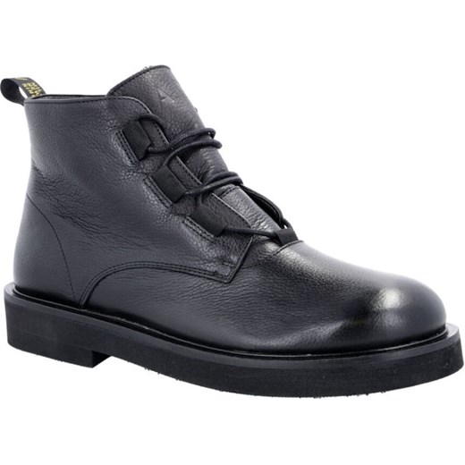Buty zimowe męskie czarne Armani Exchange casual sznurowane na zimę skórzane 