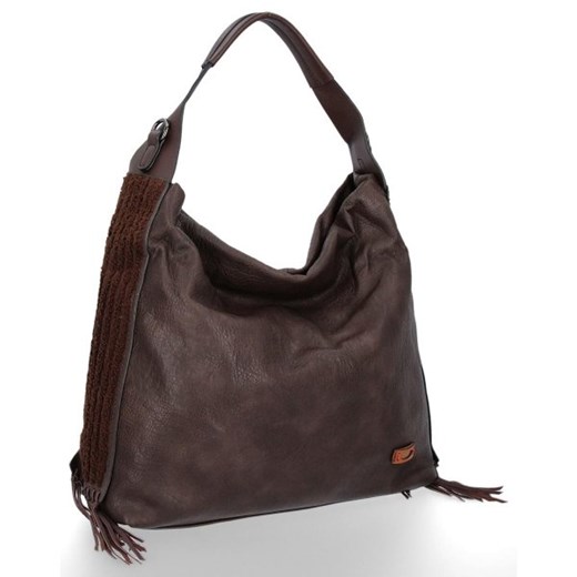 Shopper bag Tommasini średnia na ramię lakierowana z frędzlami 