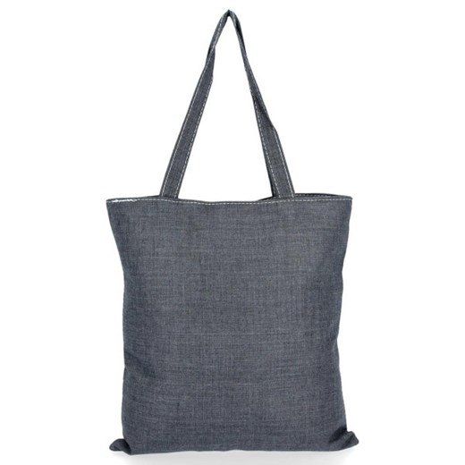 Shopper bag Tommasini wakacyjna szara bez dodatków z nadrukiem na ramię mieszcząca a5 