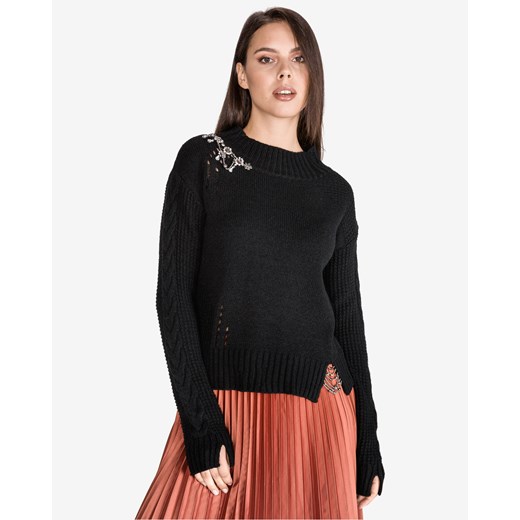 Sweter damski Twinset czarny casual z okrągłym dekoltem 